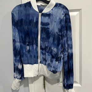 Blue and white bomber